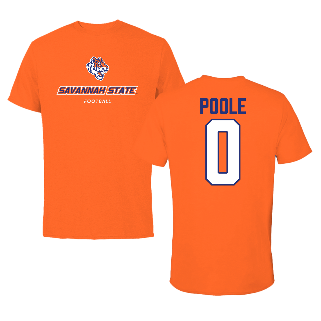 Savannah State University Football Orange Performance Tee - #0 Shamarcus Poole
