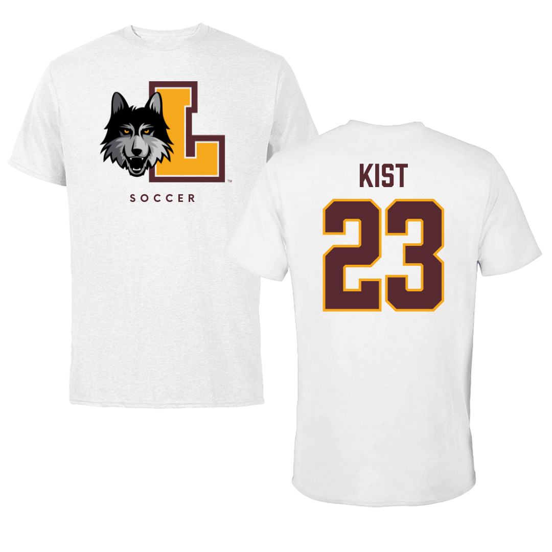 Loyola University-Chicago Soccer White Performance Tee - #23 Kameron Kist