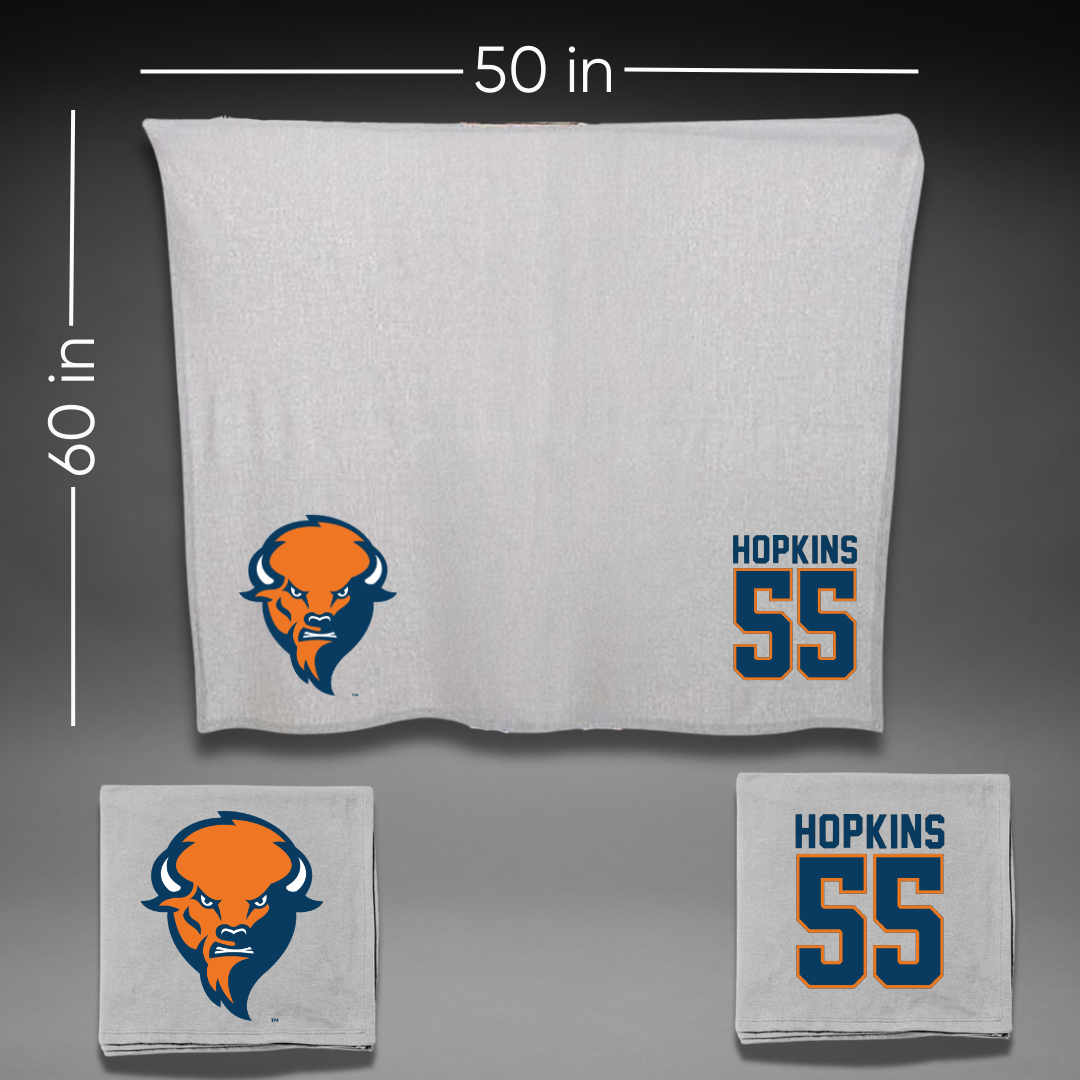 Bucknell University Lacrosse Gray Blanket - #55 Will Hopkins