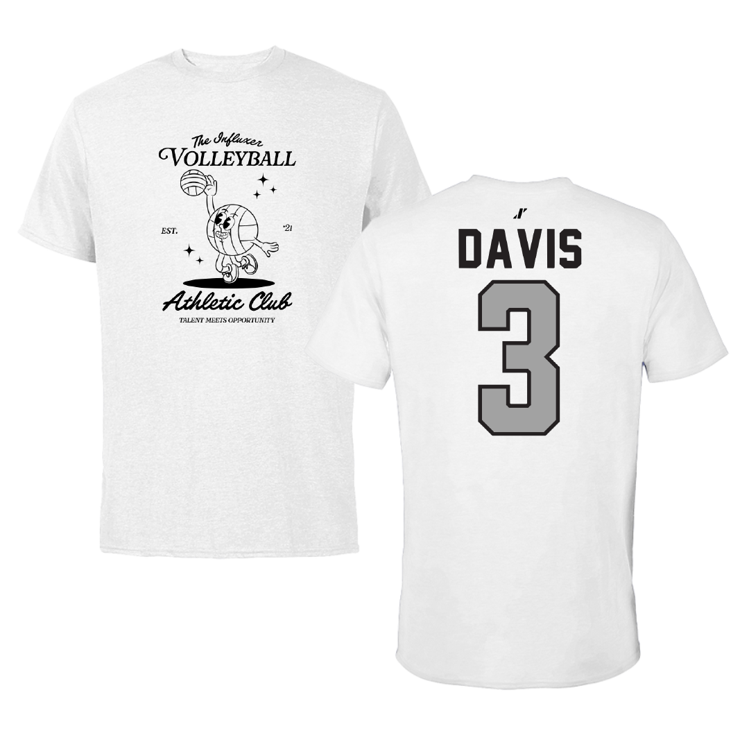 Volleyball White Influxer Athletic Club Tee - #3 Kaitlyn Davis