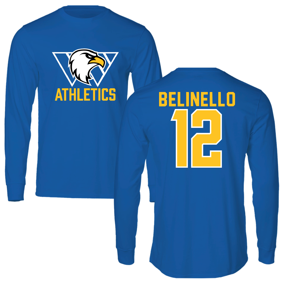 Williams Baptist University Soccer Blue Performance Long Sleeve - #12 Lucas Belinello