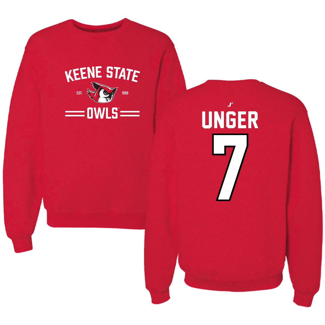 Keene State College Ice Hockey Red General Crewneck - #7 Peter Unger