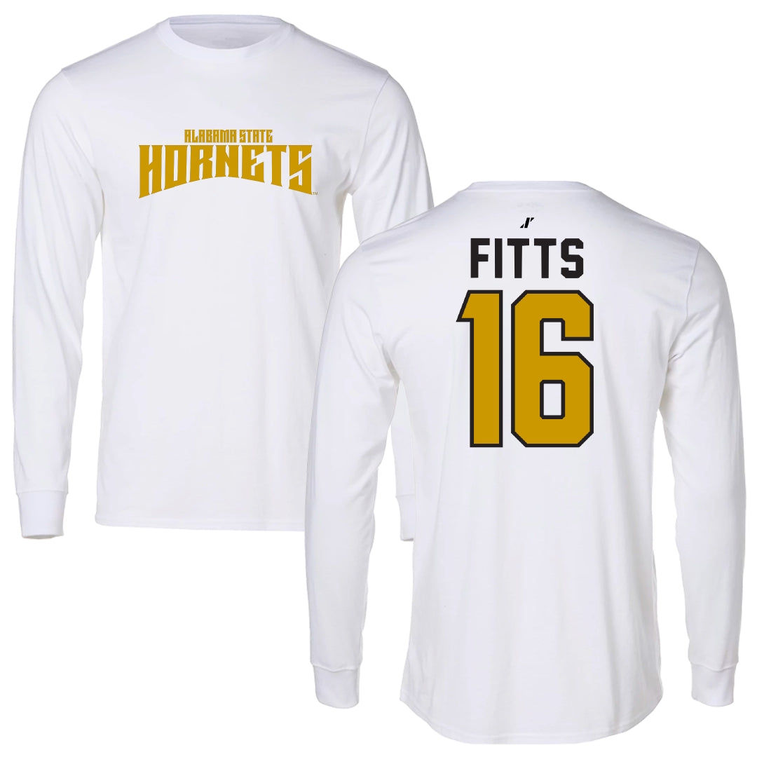 Alabama State University Football White Classic Performance Long Sleeve - #16 Adrian Fitts