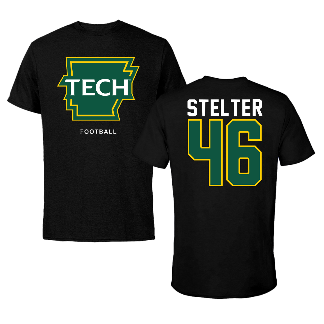 Arkansas Tech University Football Black Tee - #46 Miles Stelter