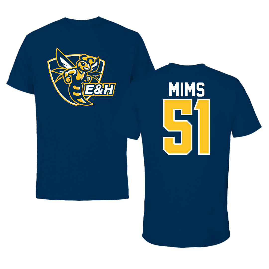 Emory & Henry College Lacrosse Navy Tee - #51 Caleb Mims