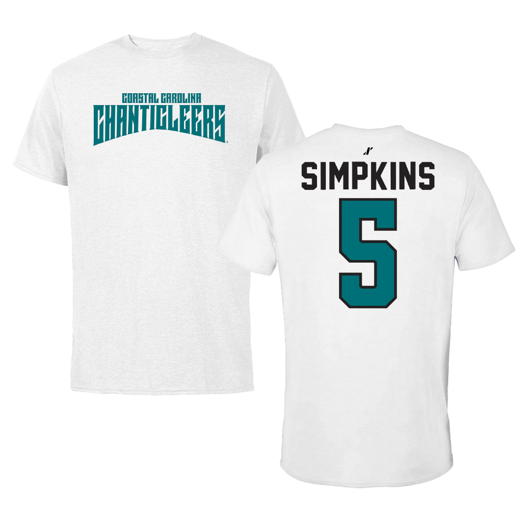 Coastal Carolina University Football White Classic Performance Tee - #5 Ja'Vin Simpkins
