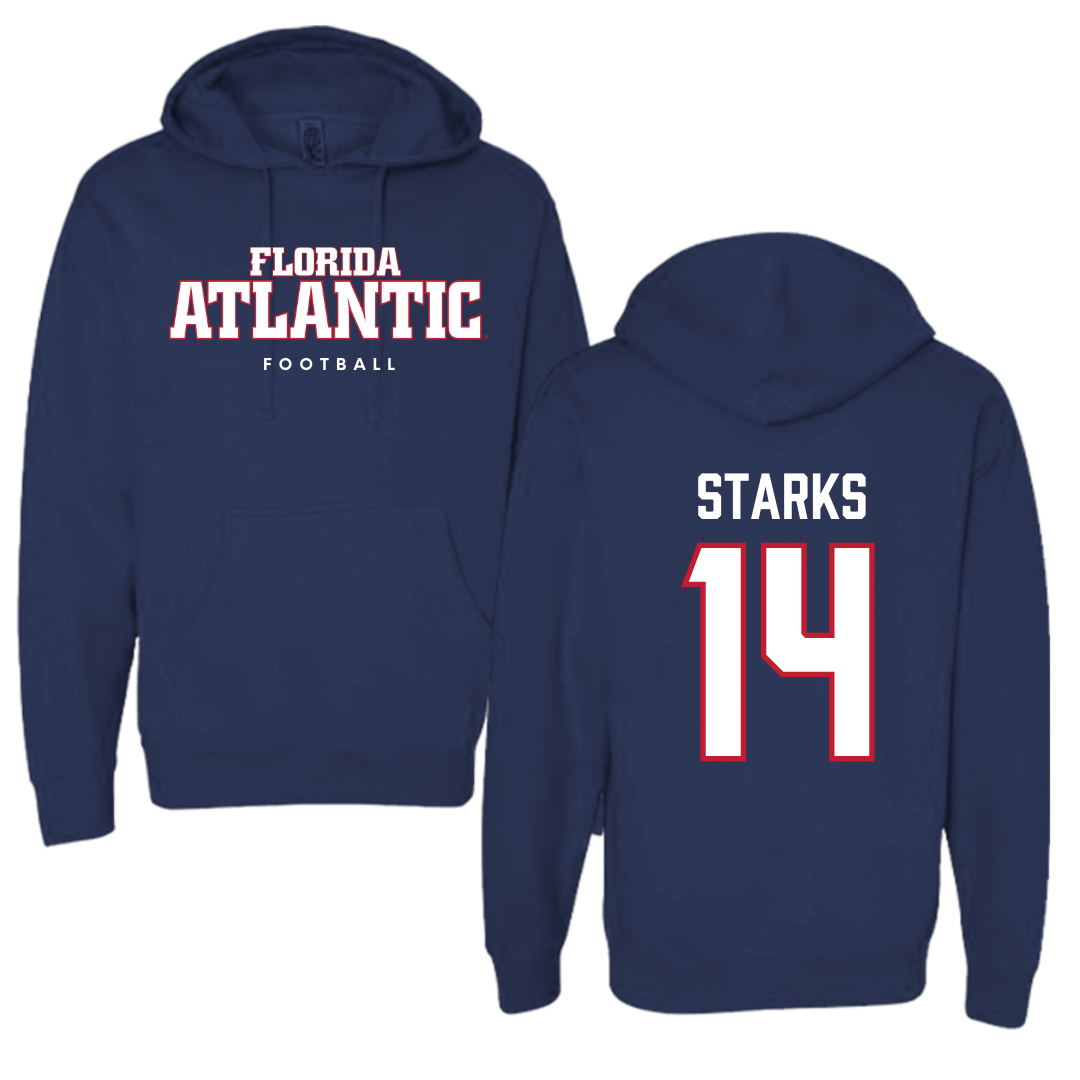Florida Atlantic University Football Navy Block Hoodie - #14 Tyriq Starks