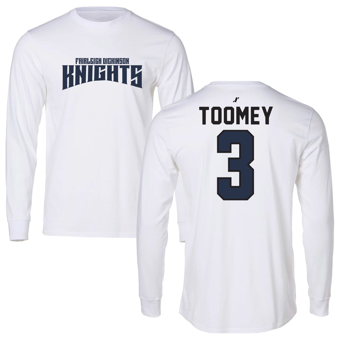 Fairleigh Dickinson University-Metropolitan Campus Basketball White Classic Performance Long Sleeve - #3 Bella Toomey