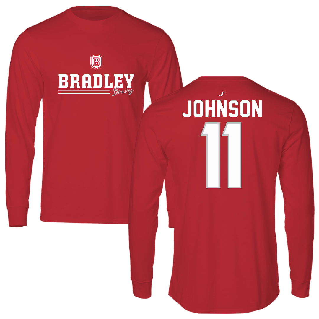Bradley University Volleyball Red General Performance Long Sleeve - #11 Abby Johnson