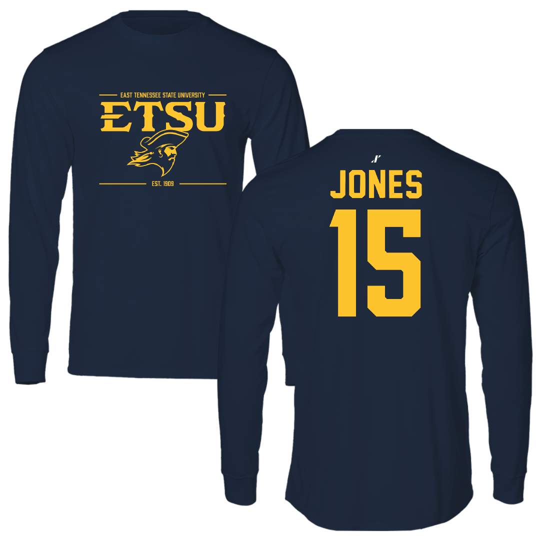East Tennessee State University Basketball Navy General Performance Long Sleeve - #15 Jaxson Jones