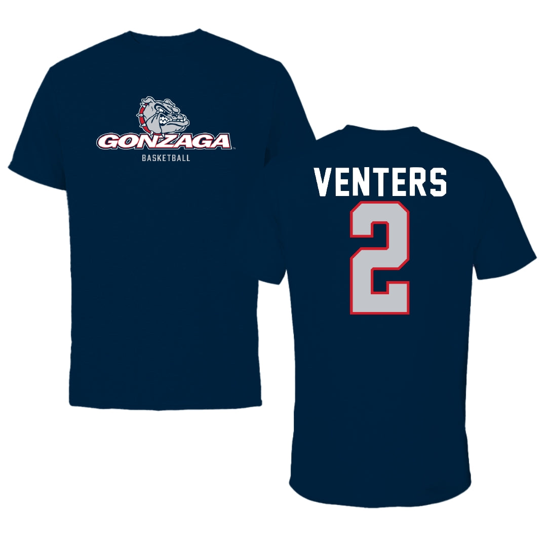 Gonzaga University Basketball Navy Block Tee - #2 Steele Venters