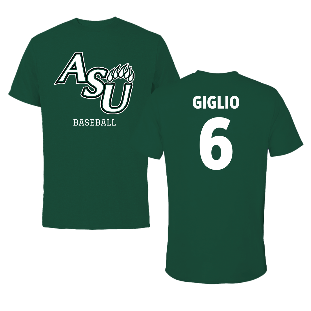 Adams State University Baseball Forest Green Performance Tee - #6 Paul Giglio