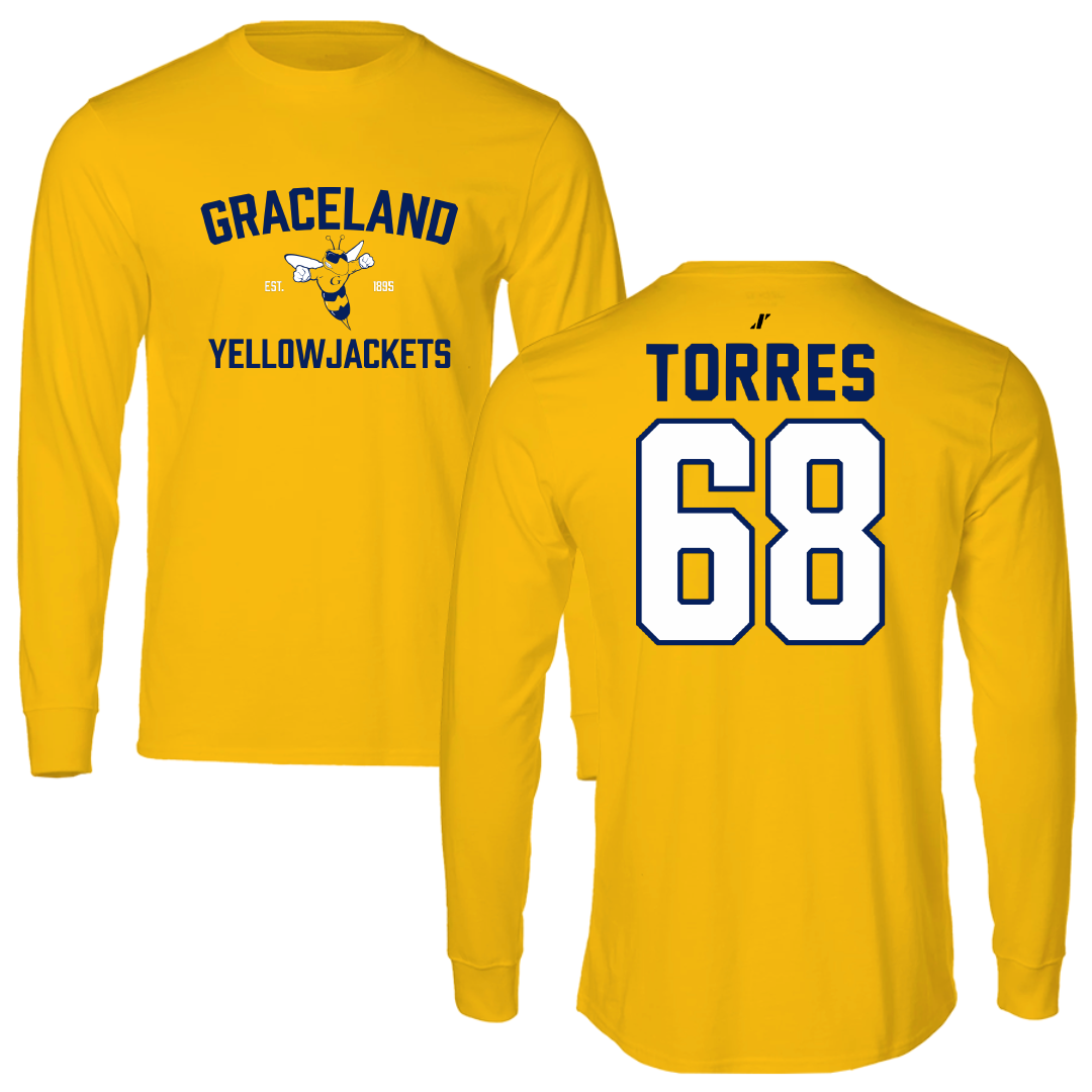Graceland University Football Gold General Long Sleeve - #68 Richard Torres