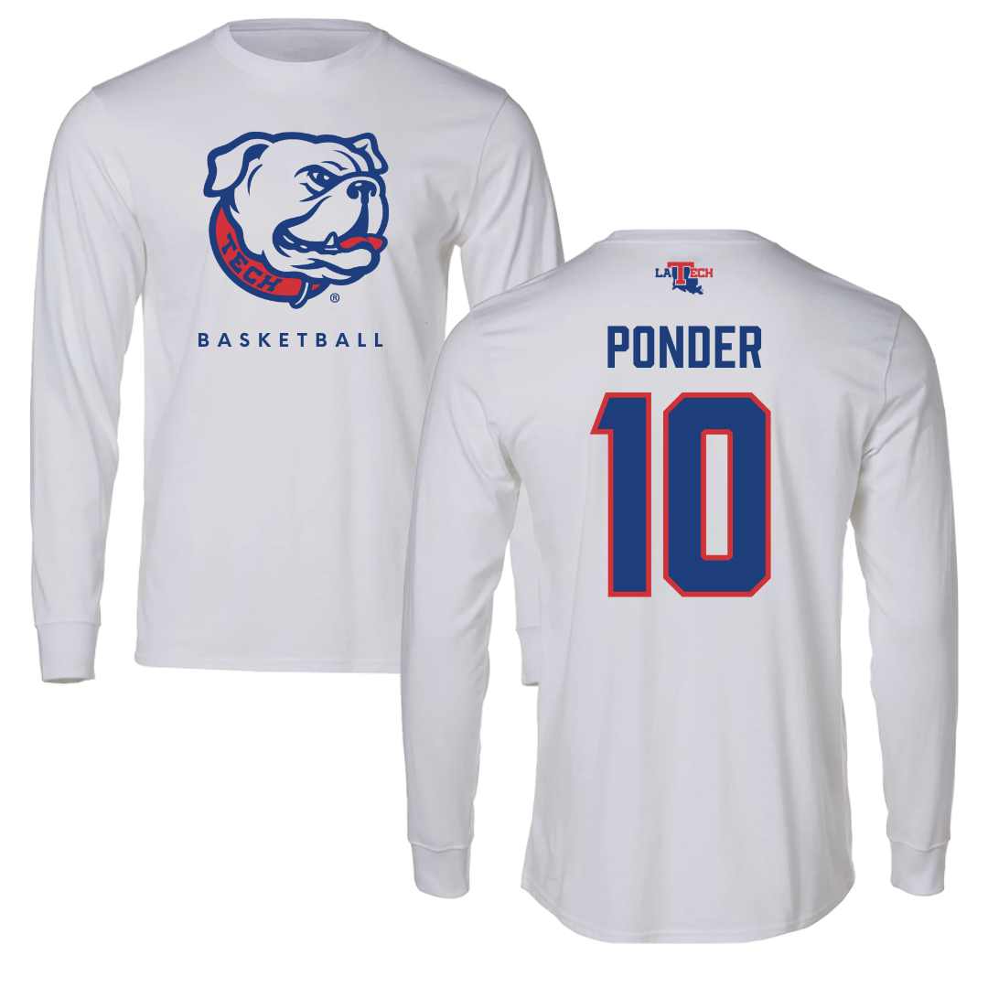 Louisiana Tech University Basketball White Performance Long Sleeve - #10 Ben Ponder