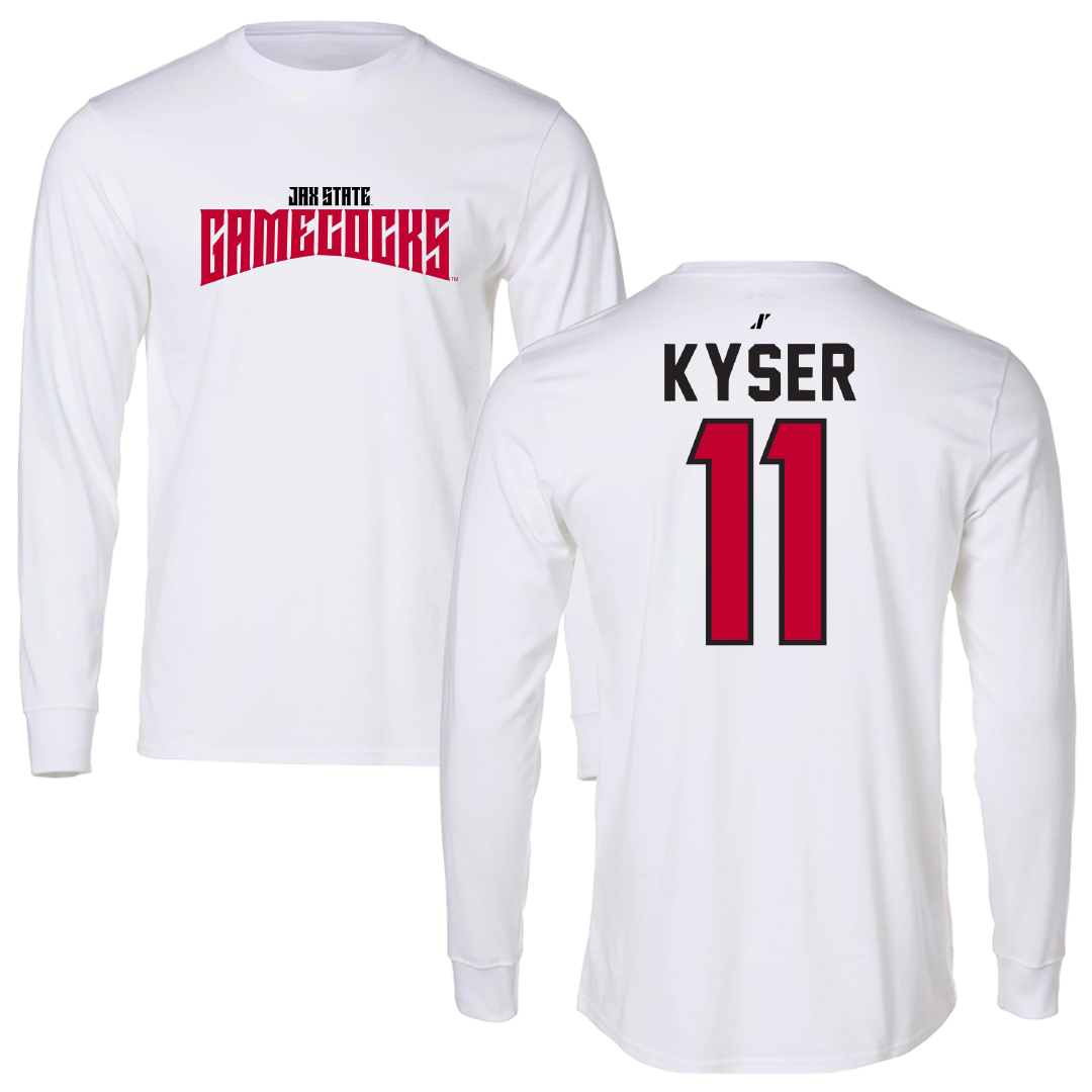 Jacksonville State University Softball White Classics Performance Long Sleeve - #11 Makalyn Kyser