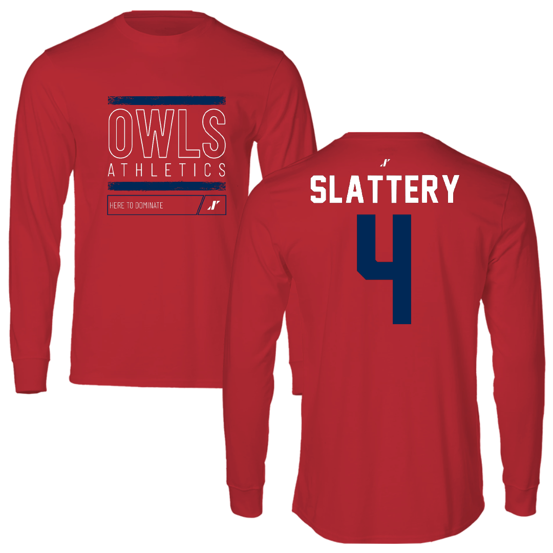 Florida Atlantic University Baseball Red Dominate Long Sleeve - #4 Joseph Slattery