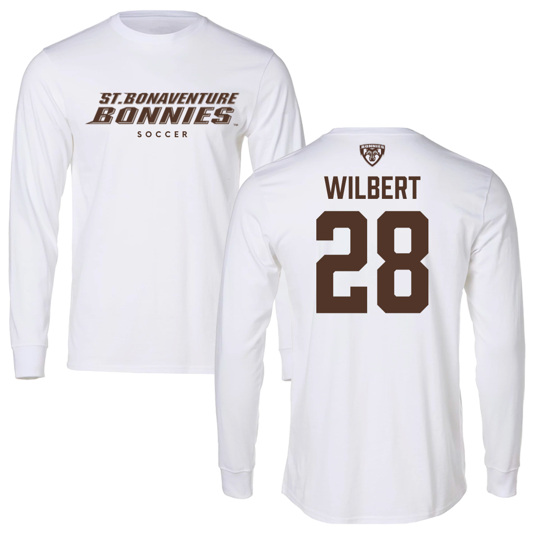 St. Bonaventure University Soccer White Performance Long Sleeve - #28 Andrew Wilbert