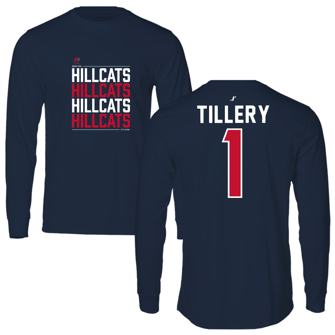 Rogers State University Basketball Navy General Performance Long Sleeve - #1 Bryce Tillery