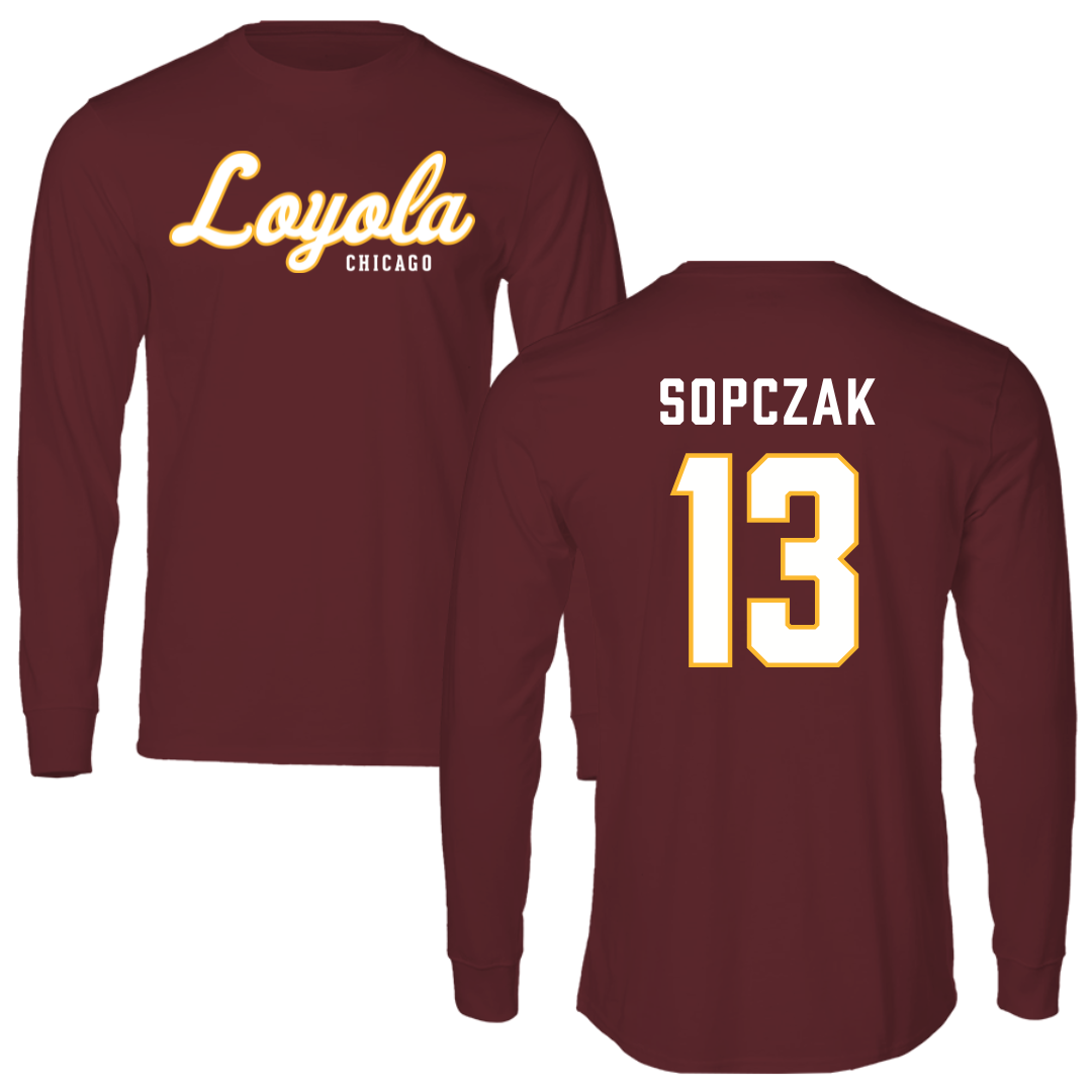 Loyola University-Chicago Softball Maroon Performance Long Sleeve - #13 Teagan Sopczak