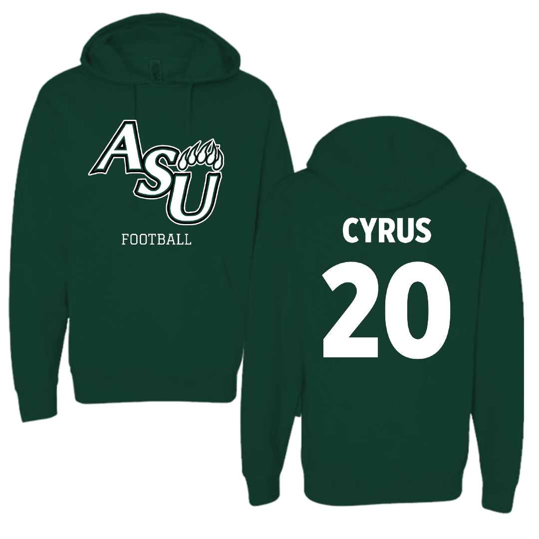 Adams State University Football Forest Green Block Hoodie - #20 Aaron Cyrus