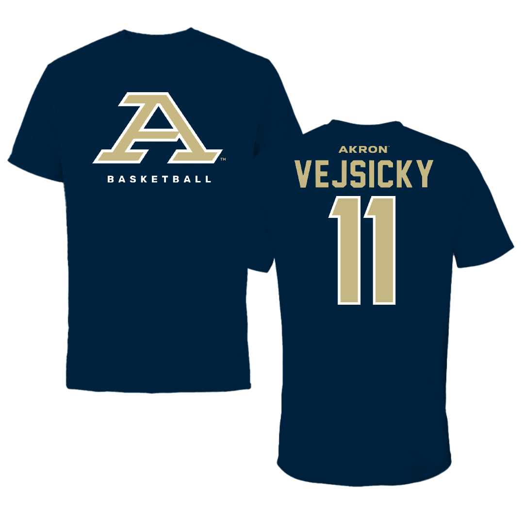 University of Akron Basketball Navy Performance Tee - #11 Maddie Vejsicky