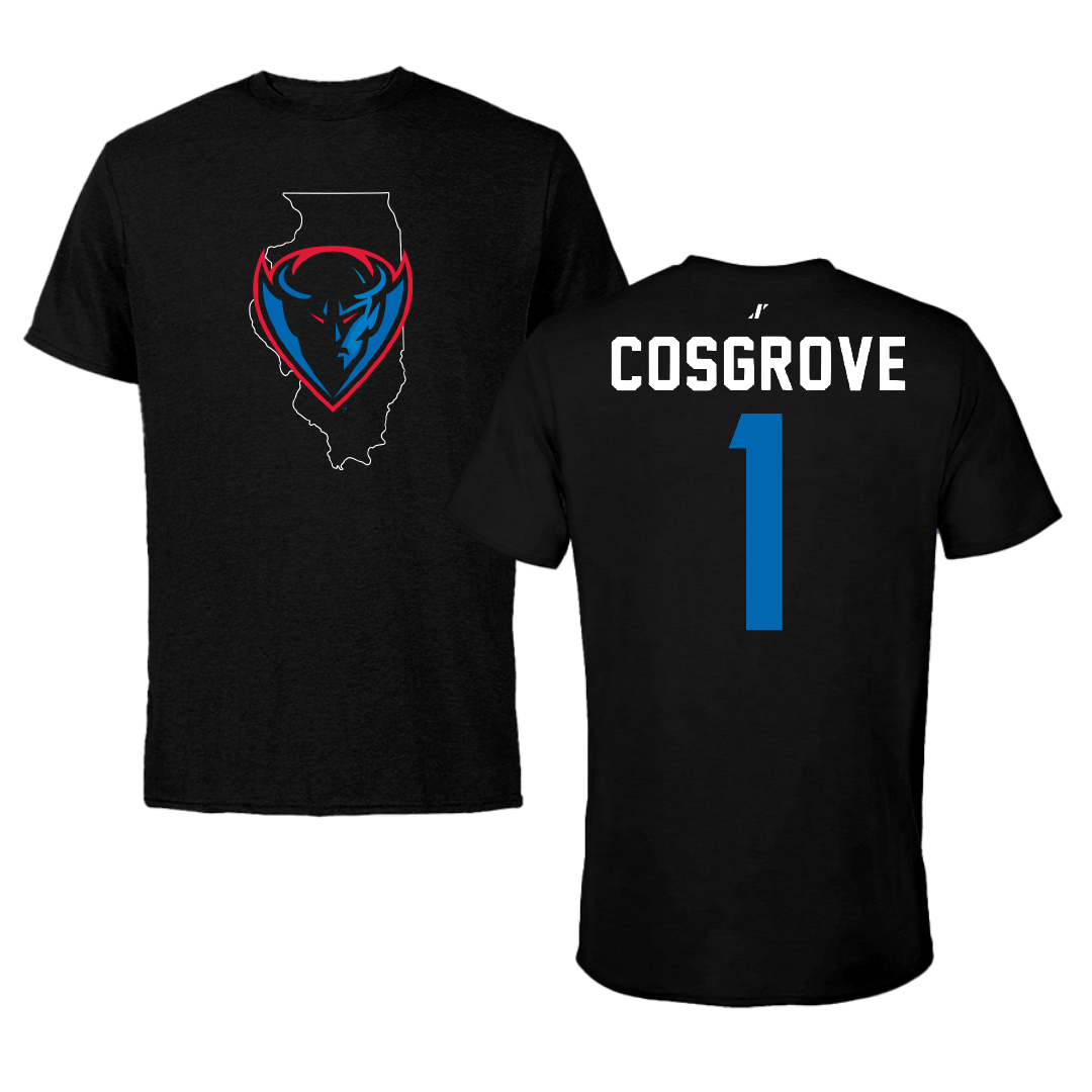 DePaul University Softball Black State Tee - #1 Baylee Cosgrove