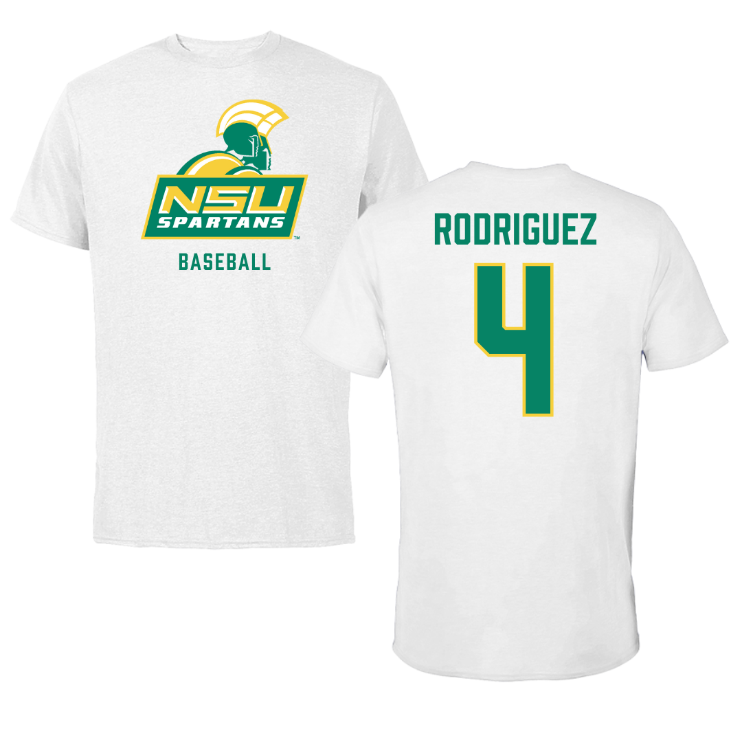Norfolk State University Baseball White Tee - #4 Raphael Rodriguez