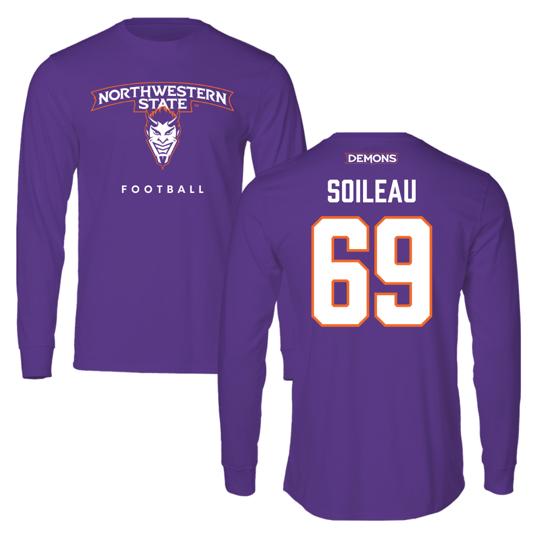 Northwestern State University Football Purple Performance Long Sleeve - #69 Nicholas Soileau