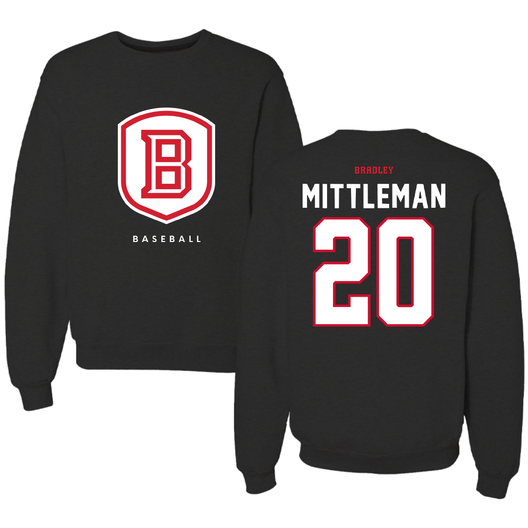 Bradley University Baseball Black Crewneck - #20 Christian Mittleman