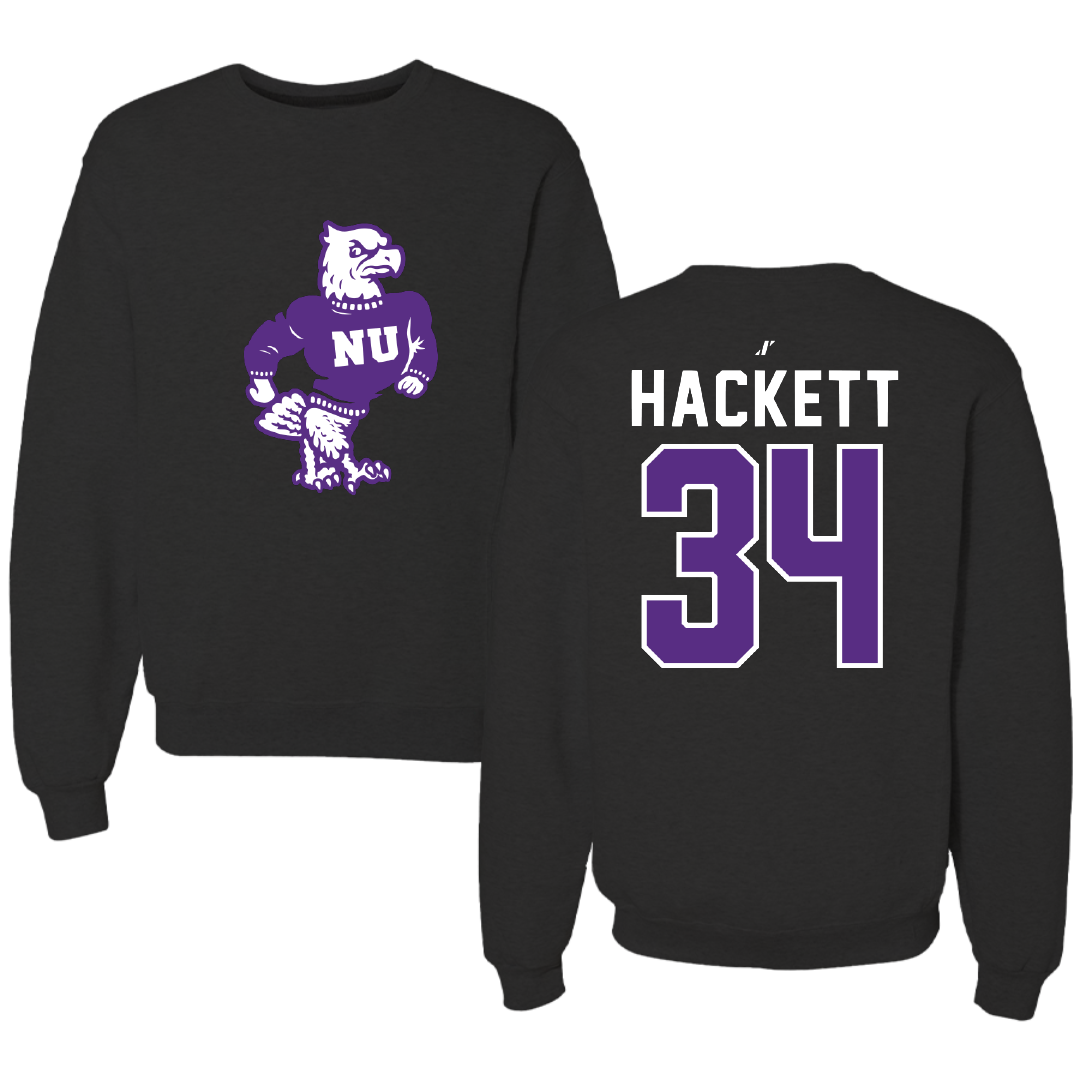 Niagara University Ice Hockey Black Crewneck - #34 Noah Hackett