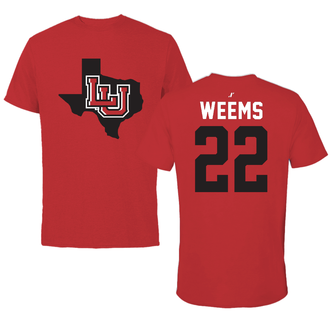 Lamar University Basketball Red State Tee - #22 NJ Weems
