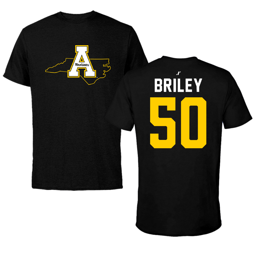 Appalachian State University Football Black State Tee - #50 Jackson Briley