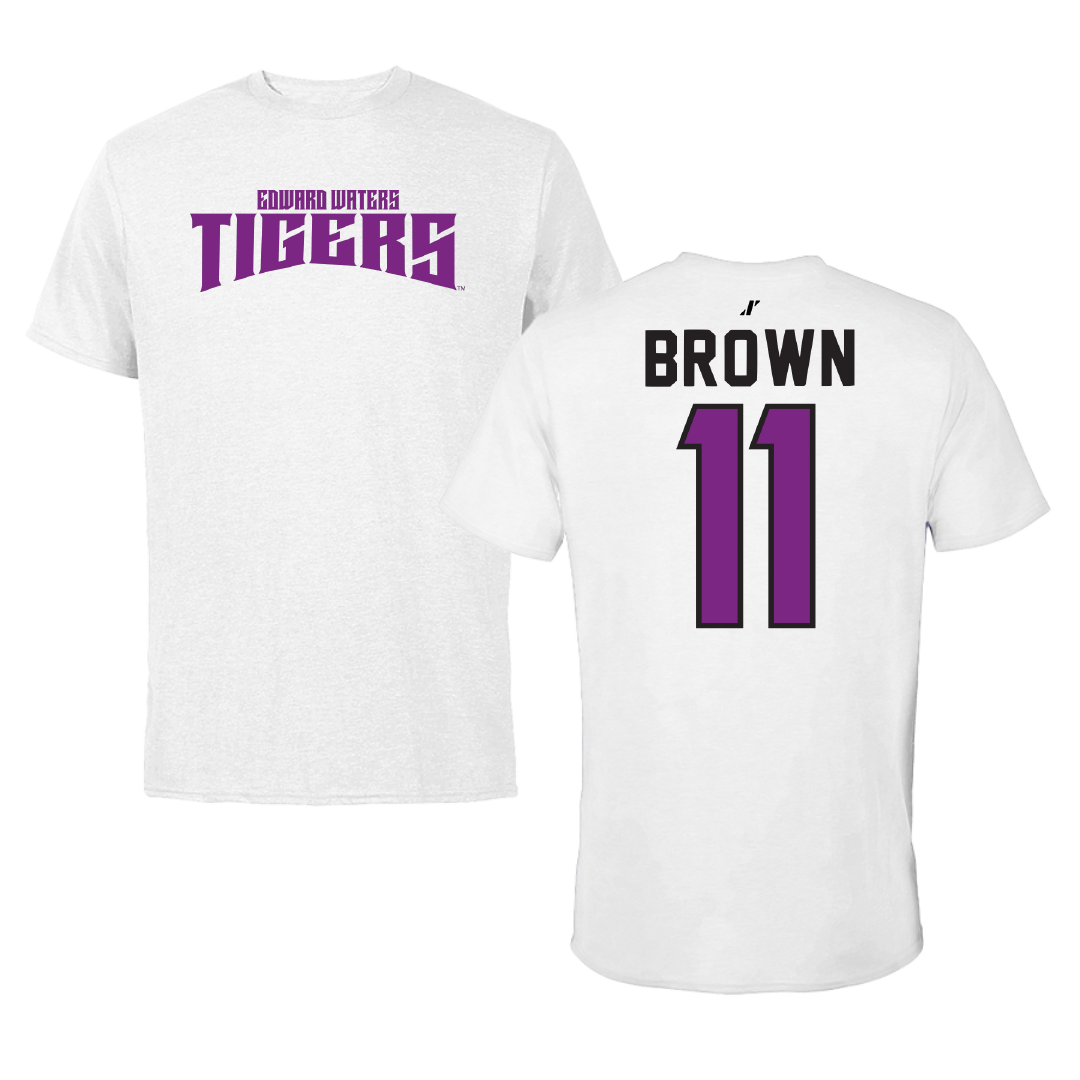 Edward Waters University Basketball White Classic Performance Tee - #11 Dai Brown