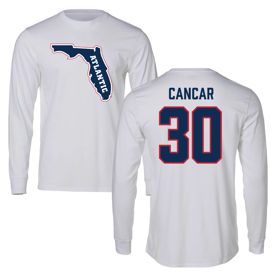 Florida Atlantic University Soccer White Long Sleeve - #30 Jozo Cancar