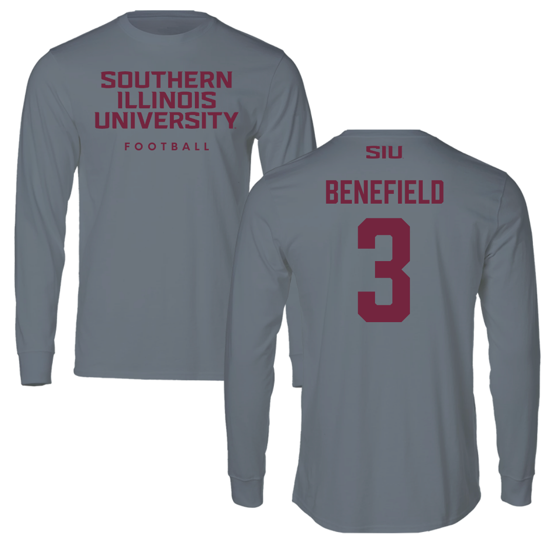 Southern Illinois University at Carbondale Football Gray Performance Long Sleeve - #3 Jaelin Benefield