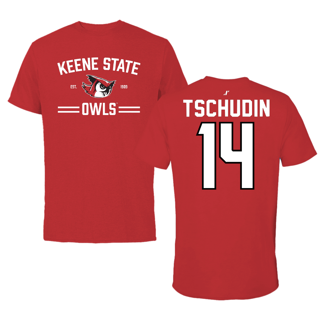 Keene State College Soccer Red General Tee - #14 Elizabeth Tschudin