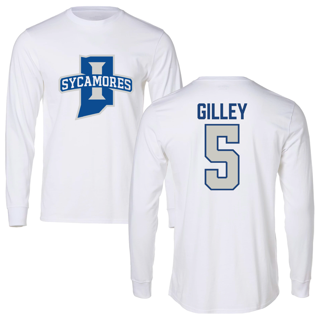 Indiana State University Volleyball White Performance Long Sleeve - #5 Cadence Gilley
