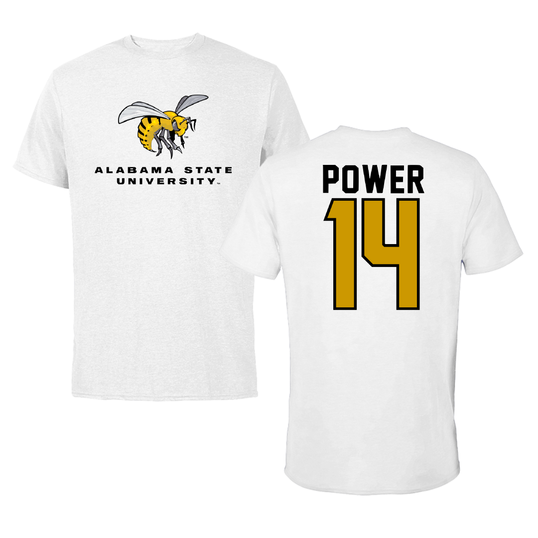Alabama State University Baseball White Tee - #14 Trey Power