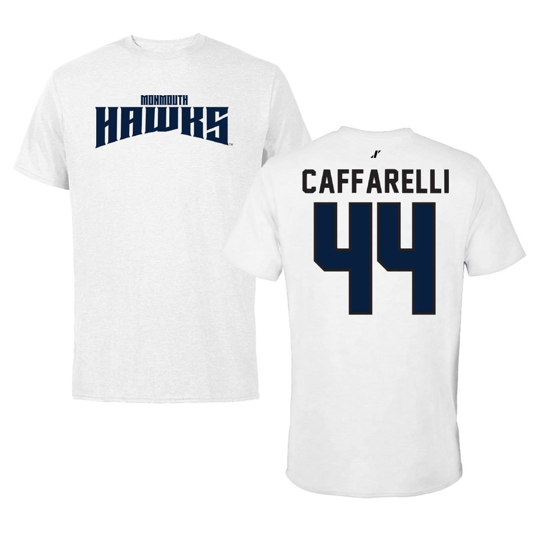 Monmouth University Lacrosse White Classic Tee - #44 Ty Caffarelli