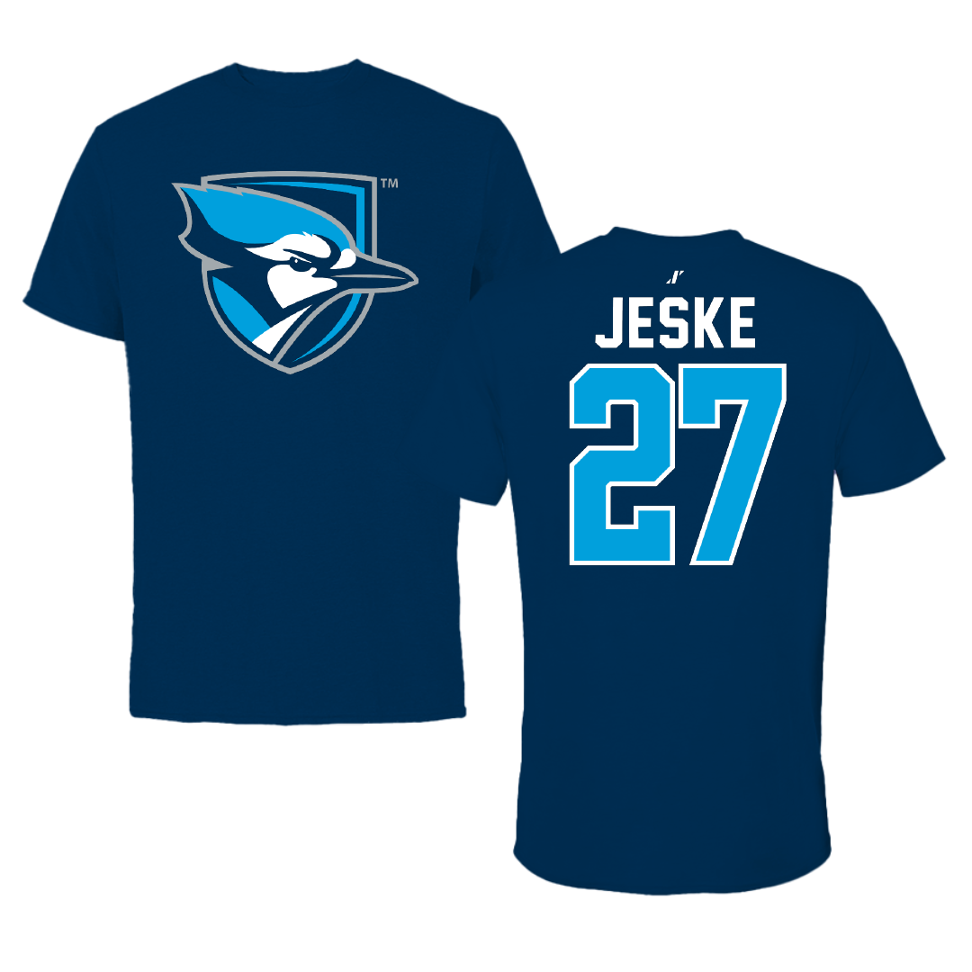 Elmhurst University Soccer Navy Mascot Tee - #27 Haley Jeske