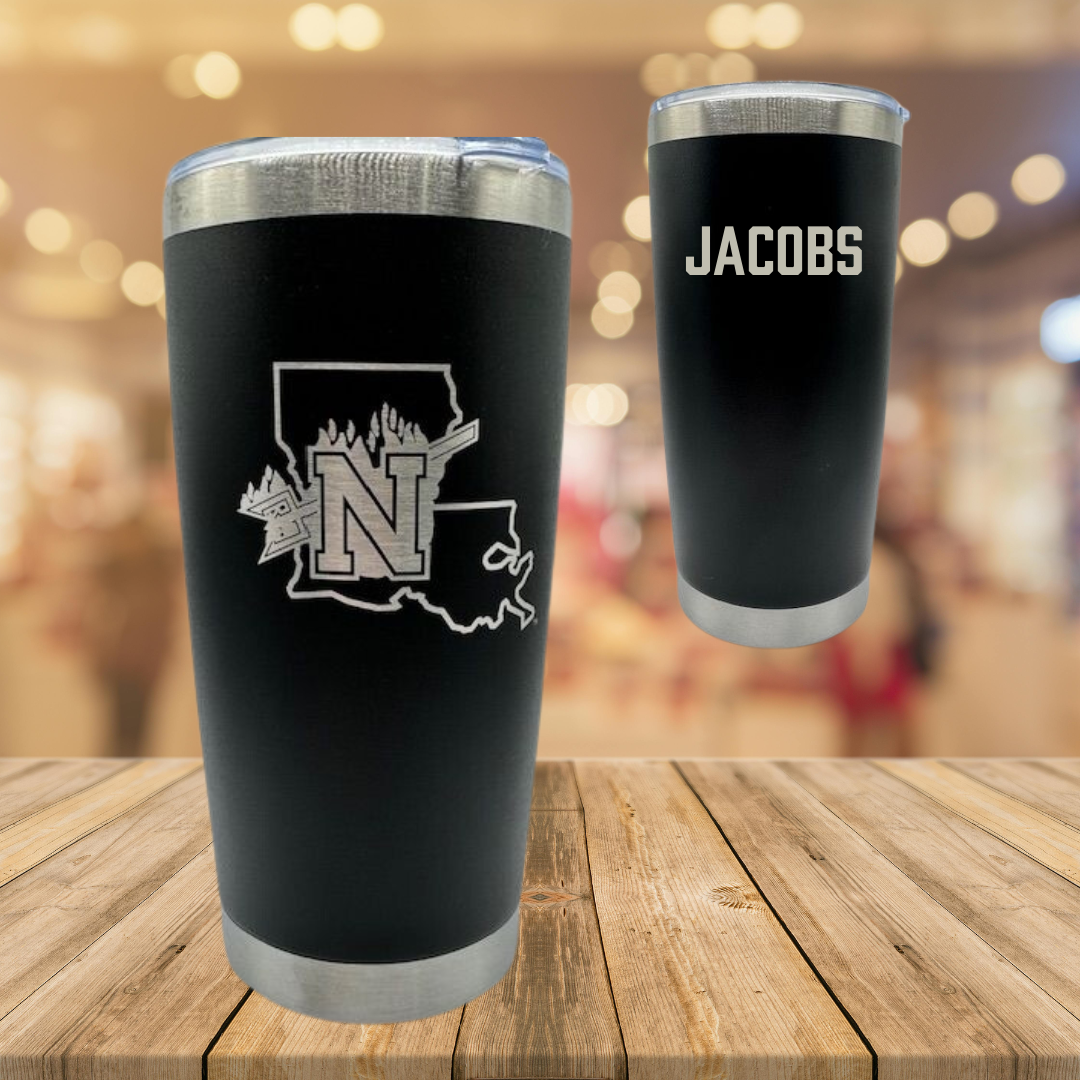 Northwestern State University TF and XC Black Stainless Steel Tumbler - Cyrus Jacobs