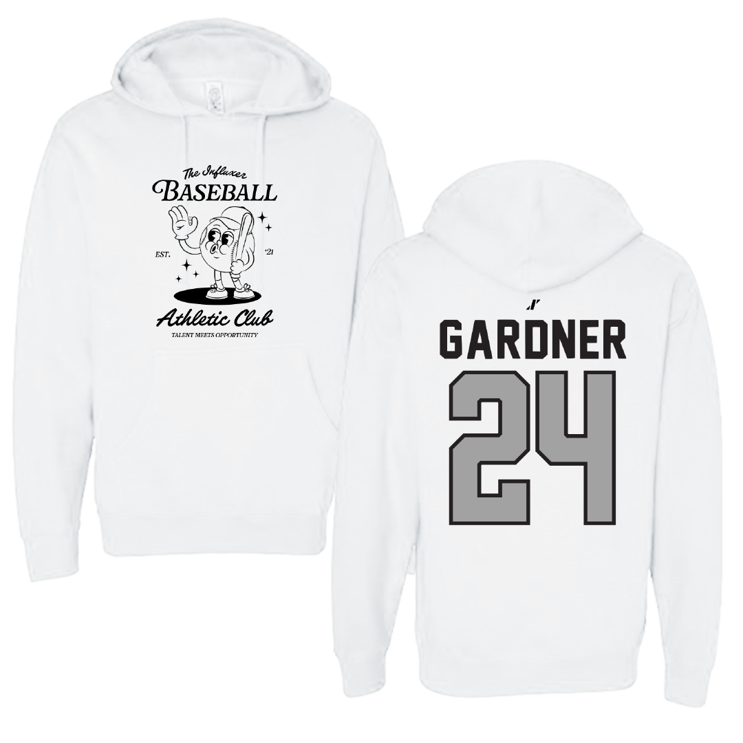 Baseball White Influxer Athletic Club Hoodie - #24 Aries Gardner