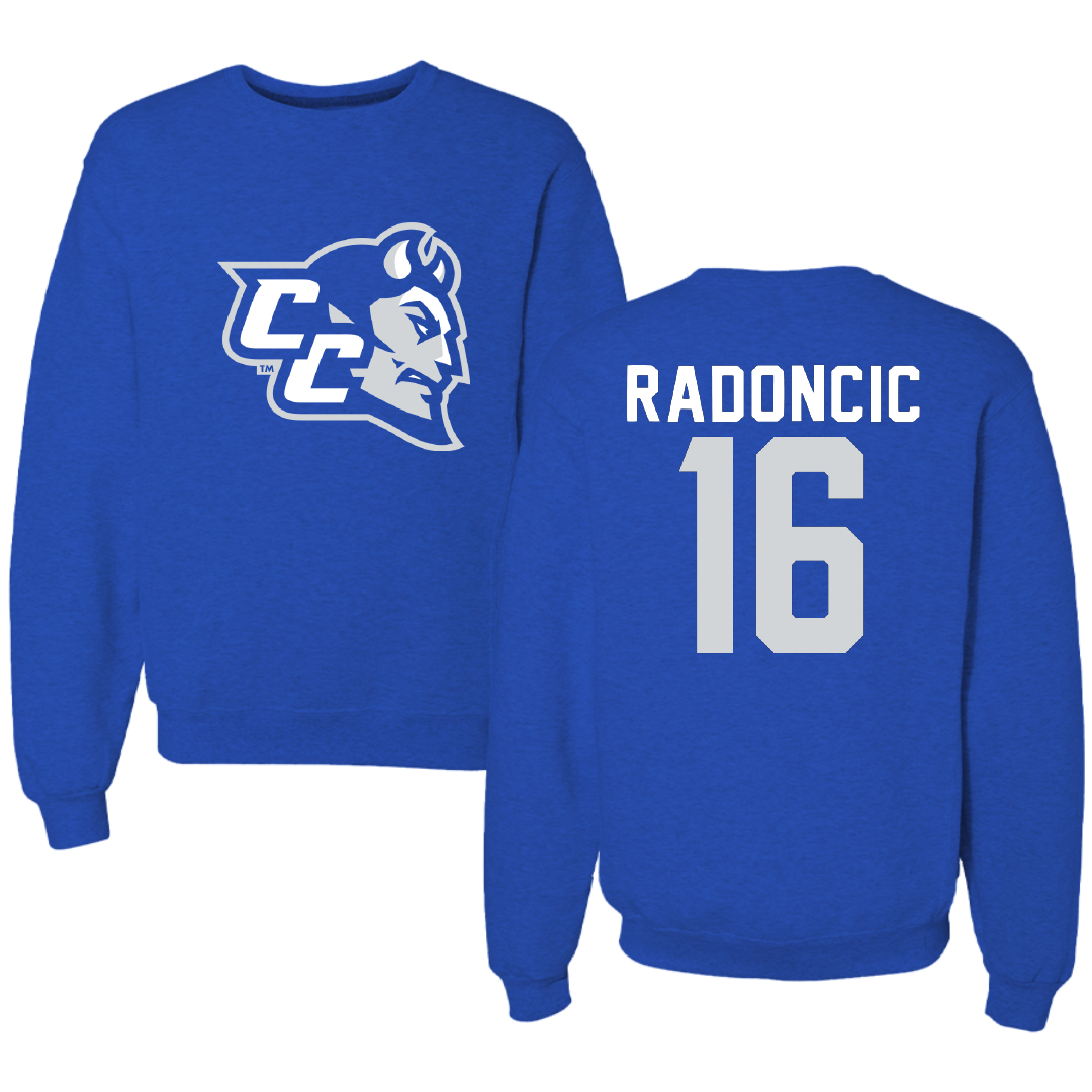Central Connecticut State University Soccer Blue Crewneck - #16 Emma Radoncic