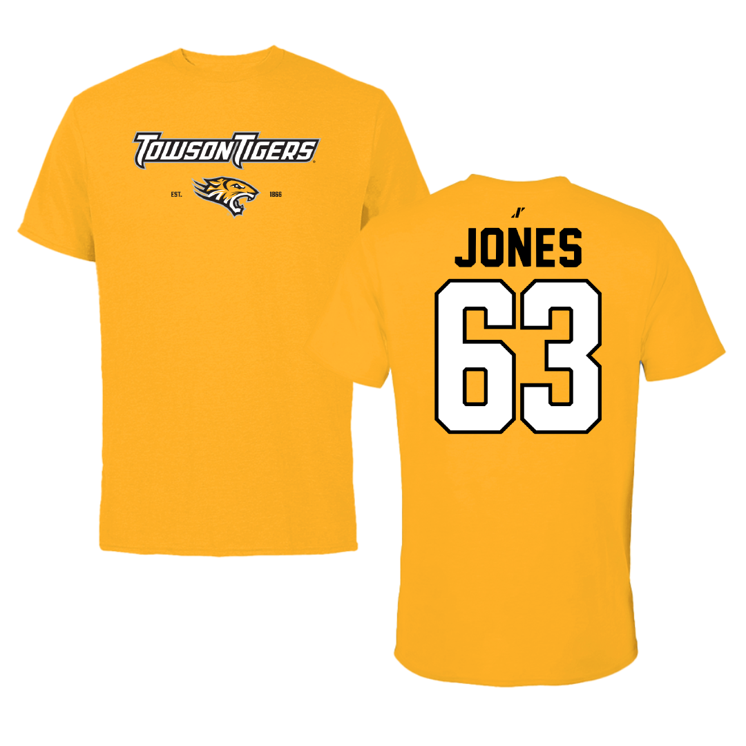 Towson University Football Gold General Tee - #63 Dillon Jones