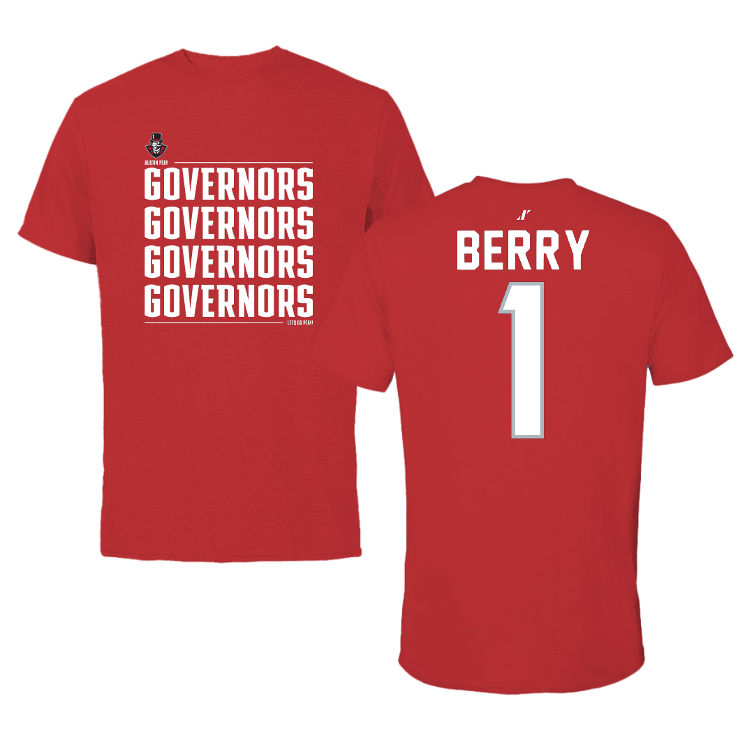 Austin Peay State University Soccer Red General Tee - #1 Lauryn Berry
