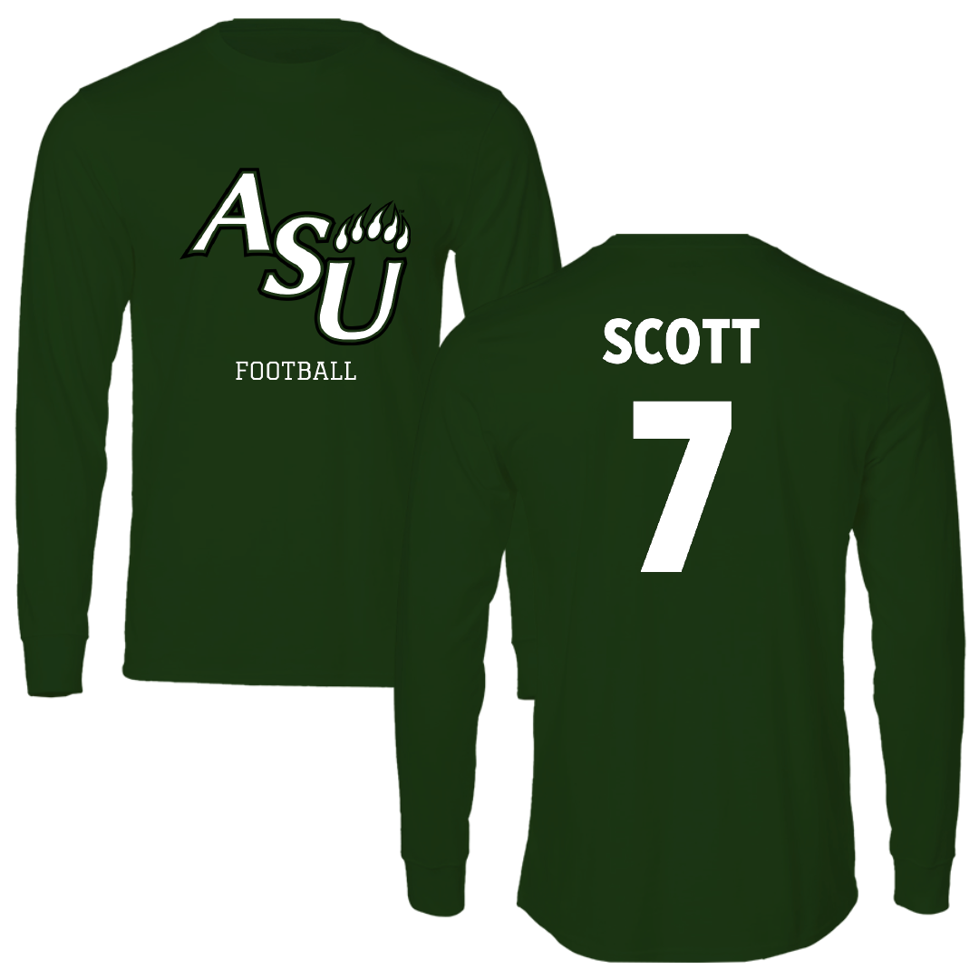 Adams State University Football Forest Green Block Long Sleeve - #7 Jalen Scott