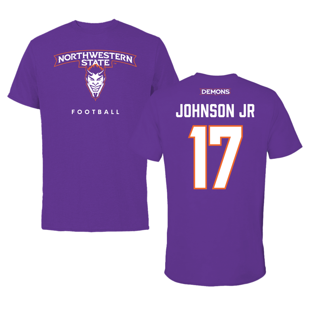 Northwestern State University Football Purple Mascot Tee - #17 DJ Johnson Jr
