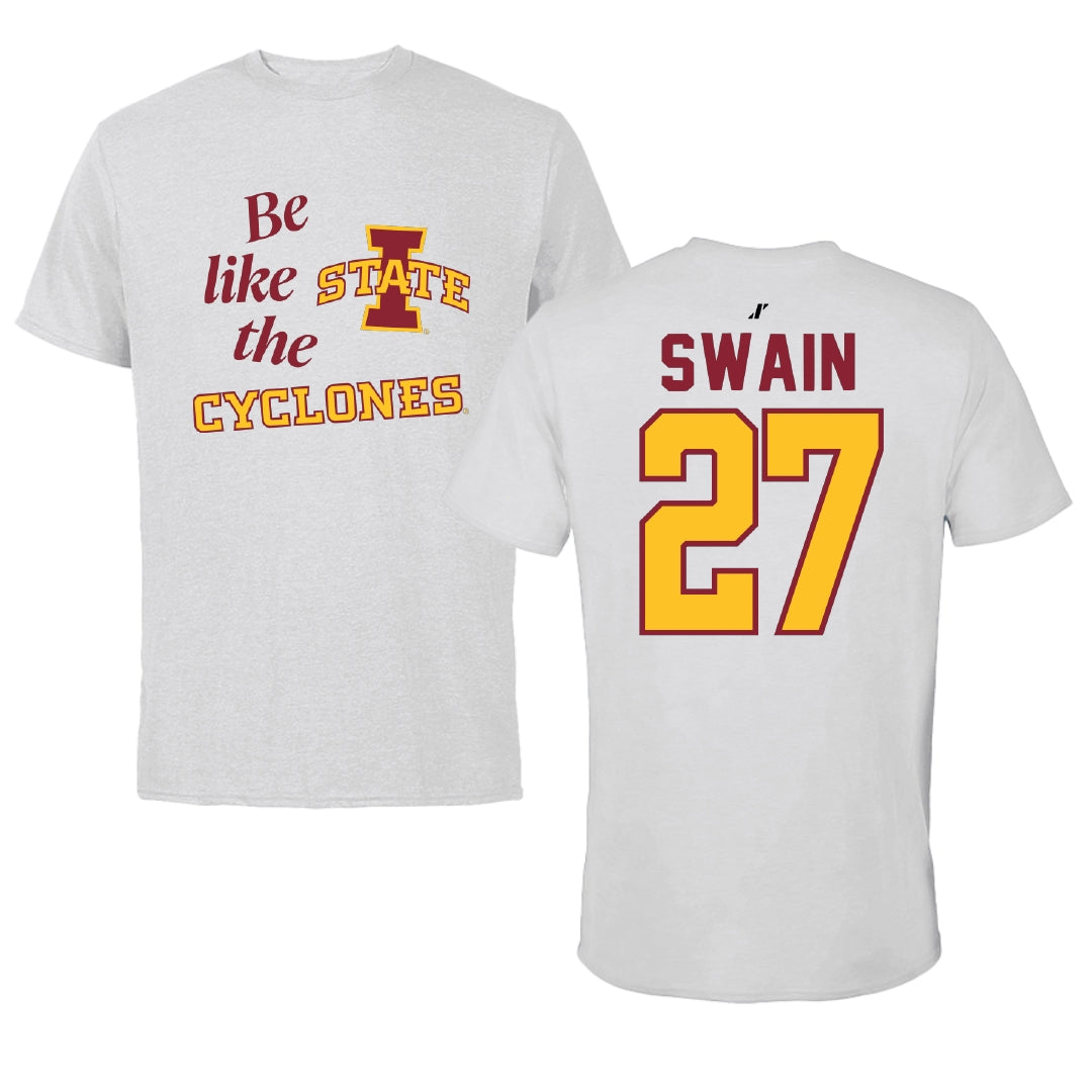 Iowa State University Softball Light Gray Be Like Us Tee - #27 Saya Swain