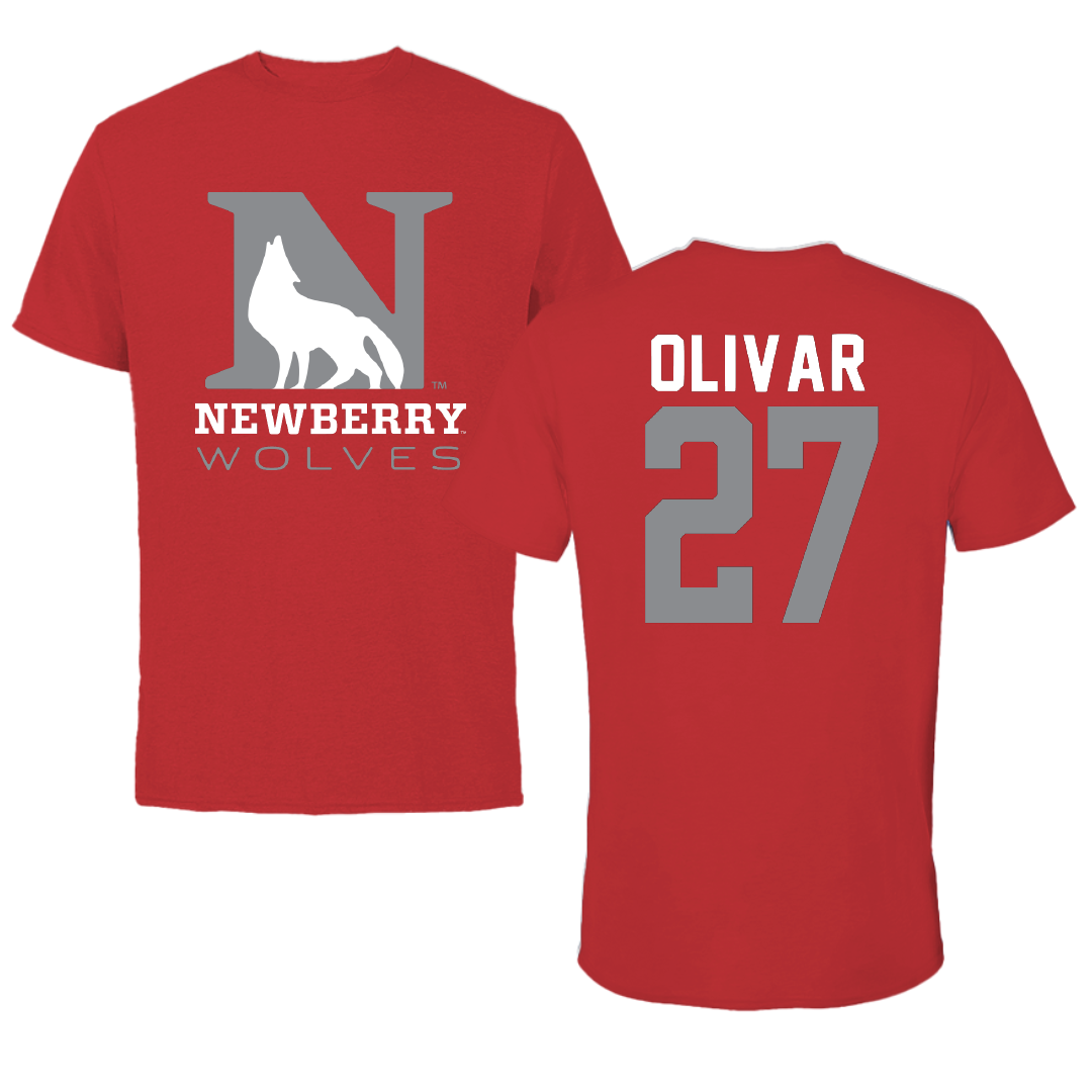 Newberry College Soccer Red Performance Tee - #27 Adan Olivar