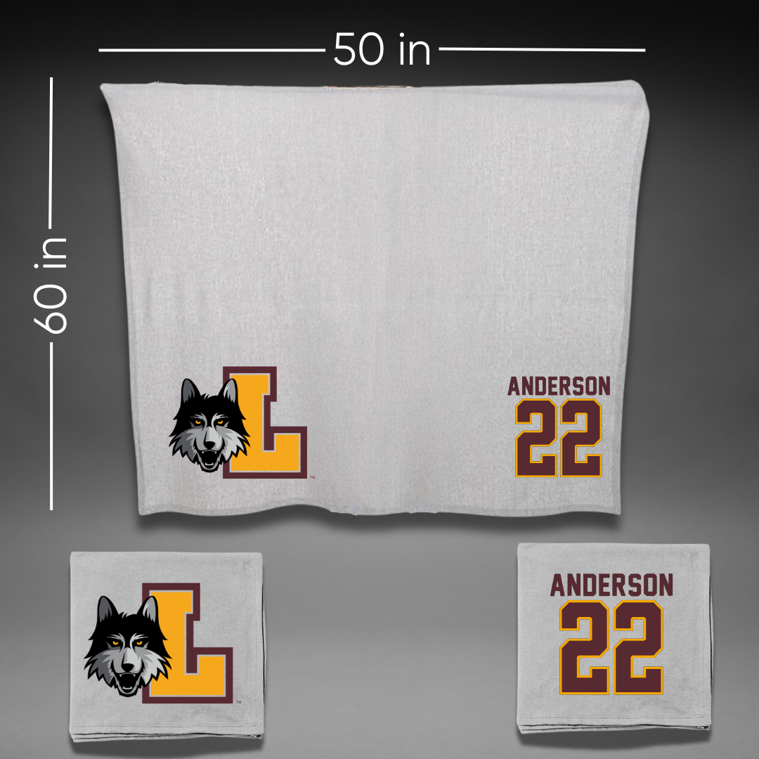 Loyola University-Chicago Volleyball Gray Blanket - #22 Lukas Anderson